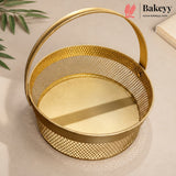 8 Inch Golden Metal Mesh Serving Basket | Decorative & Multipurpose Tray | Pack of 1