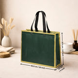 Premium Matte Green with Gold Border Carry Bag | 3 Size Options Available | Pack of 50