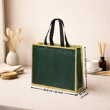 Premium Matte Green with Gold Border Carry Bag | 3 Size Options Available | Pack of 50