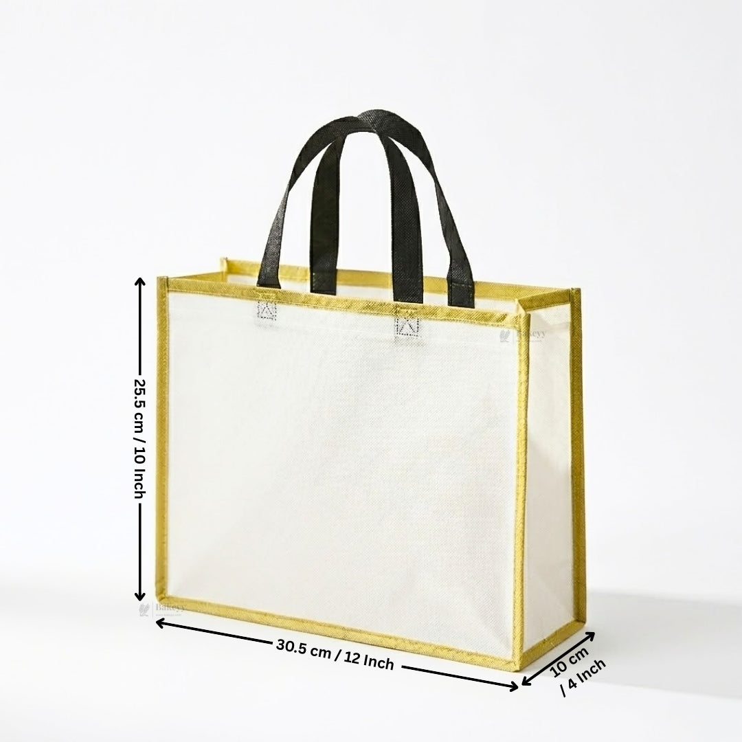 Premium Matte Carry Bag with Gold Border | White & Green Variants | 3 Size Options | Pack of 50