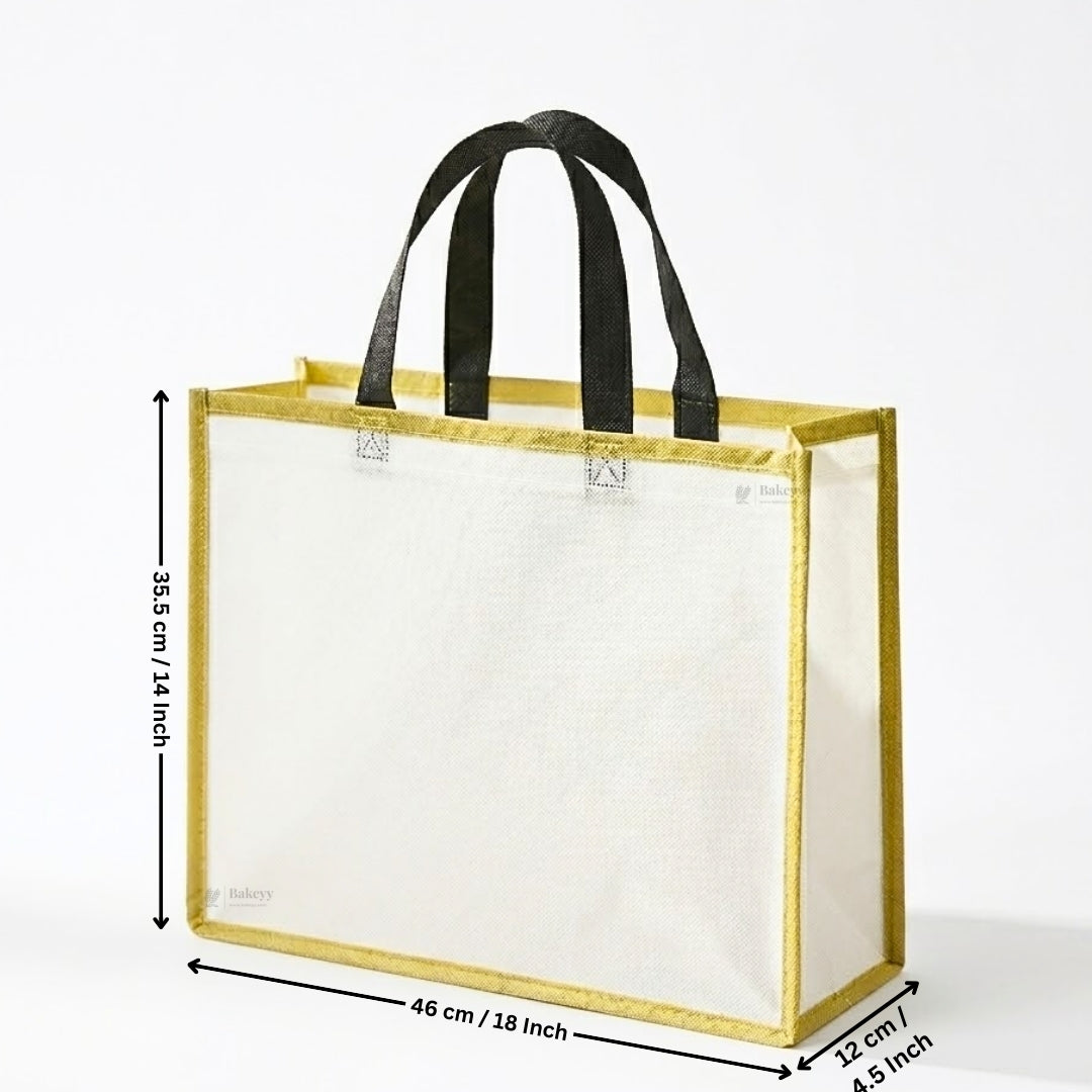 Premium Matte Carry Bag with Gold Border | White & Green Variants | 3 Size Options | Pack of 50
