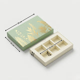 Premium Mint Green Botanical Chocolate Gift Box with 6 Cavity Insert | Pack of 1