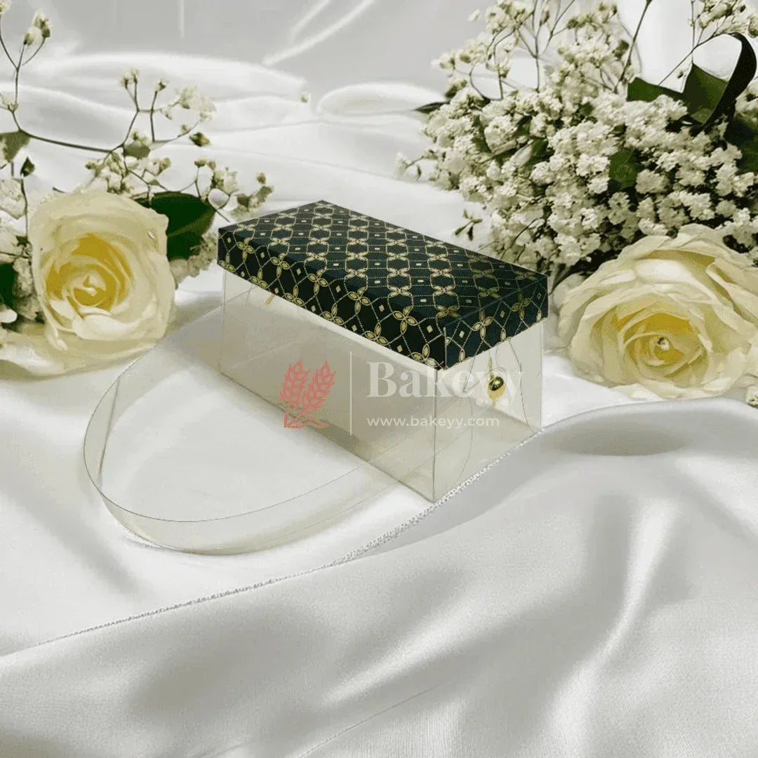 Premium PVC Box with Gold Foil Top|| 3 x 6 x 3 Inches || Pack of 10 || - Bakeyy.com - India - Premium PVC Box with Gold Foil Top|| 3 x 6 x 3 Inches || Pack of 10 || - Dark Green