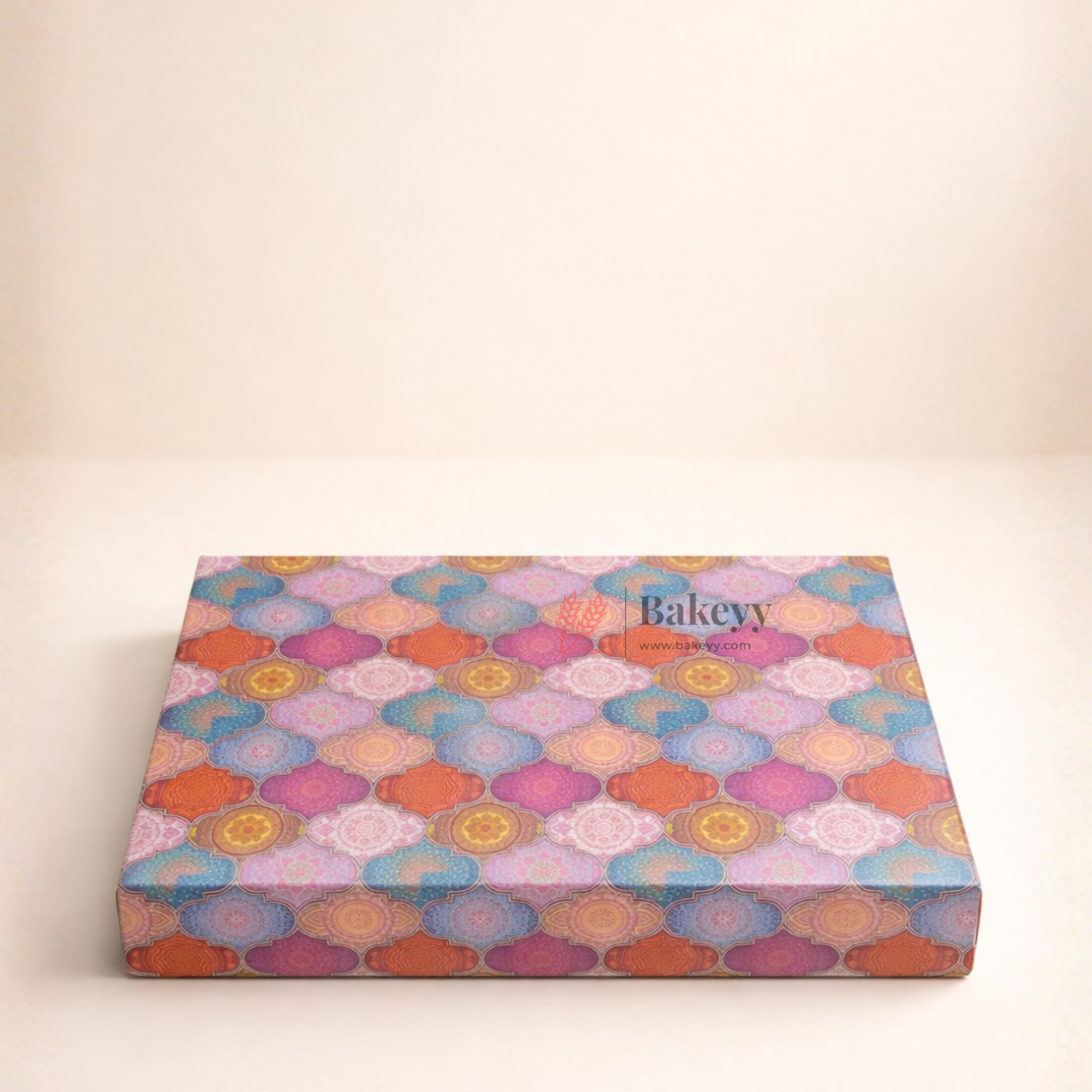 Premium Printed Chocolate Box with Sliding Frosted Sleeve | 9 Cavity Gold Tray | Pack of 10