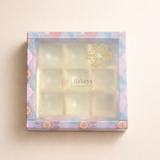 Premium Printed Chocolate Box with Sliding Frosted Sleeve | 9 Cavity Gold Tray | Pack of 10