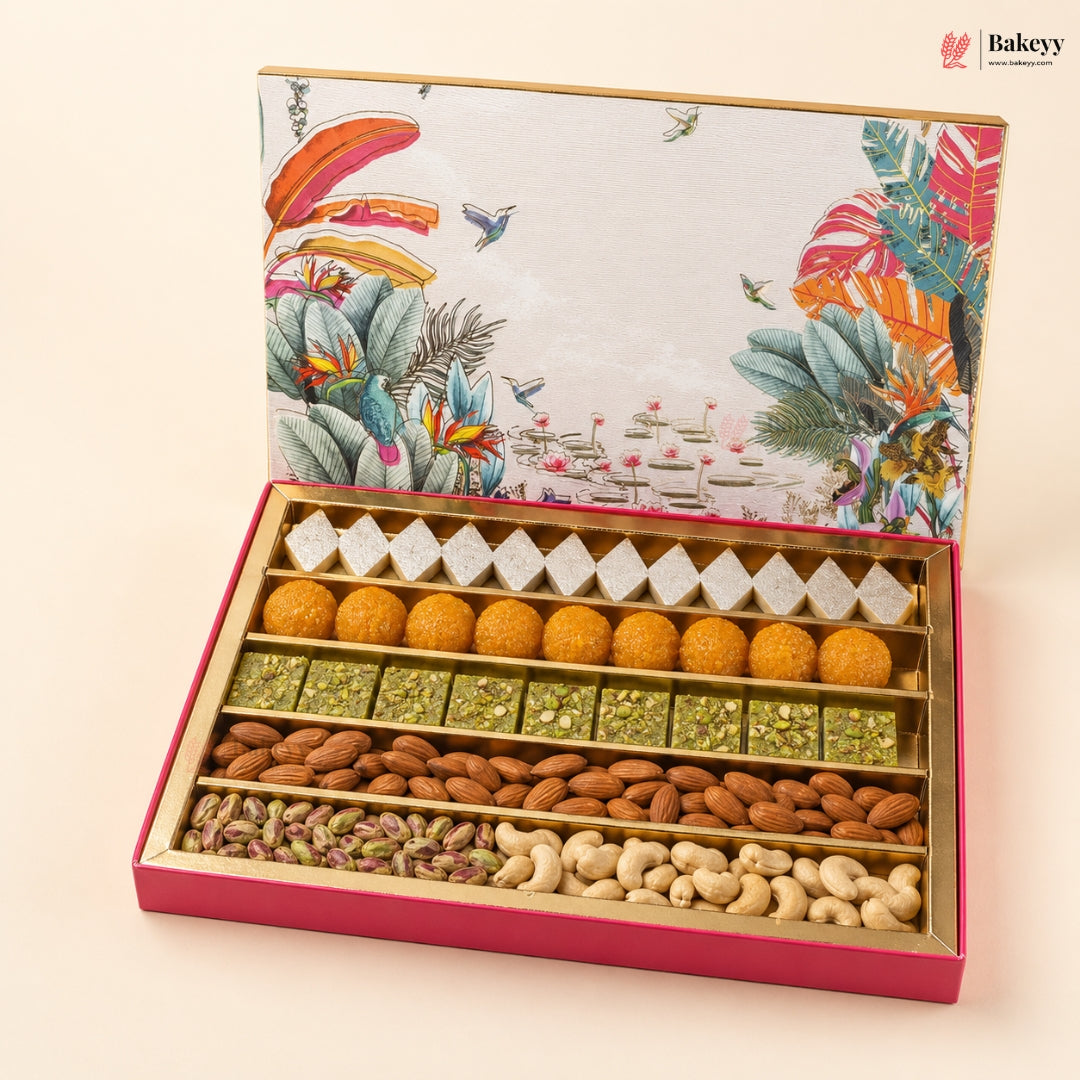 Premium Printed Dry Fruit & Sweets Gift Box | 2 Capacities