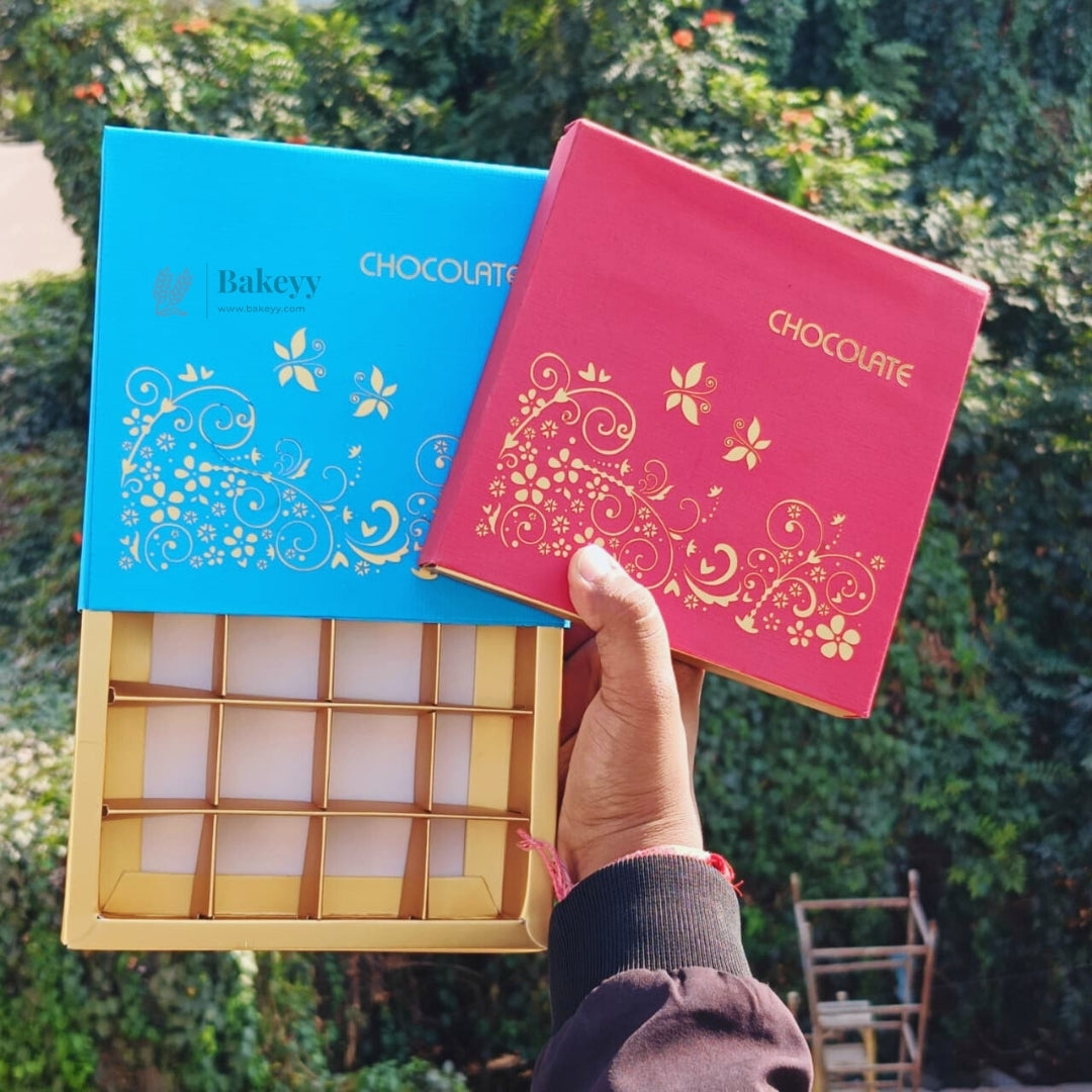 16 Cavity Hard Chocolate Box | Premium Rigid Chocolate Box with | Sliding Gift Box for Chocolates & Dry Fruits | Pack of 1