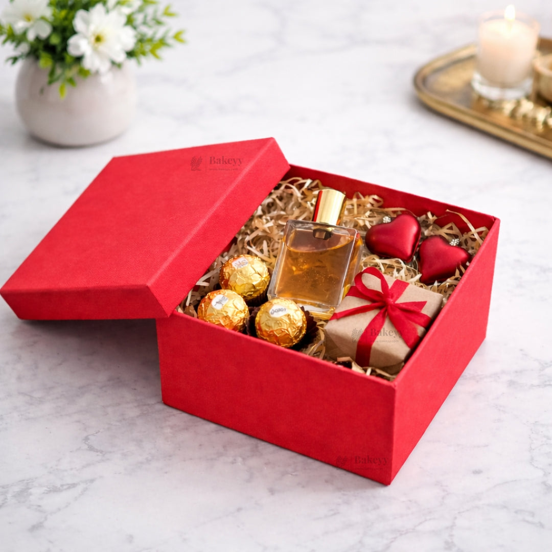 Premium Rigid Square Red Gift Box with Lid | Luxury Packaging Box for Hampers, Cakes & Gifting | Available in 3 Sizes | Pack of 1