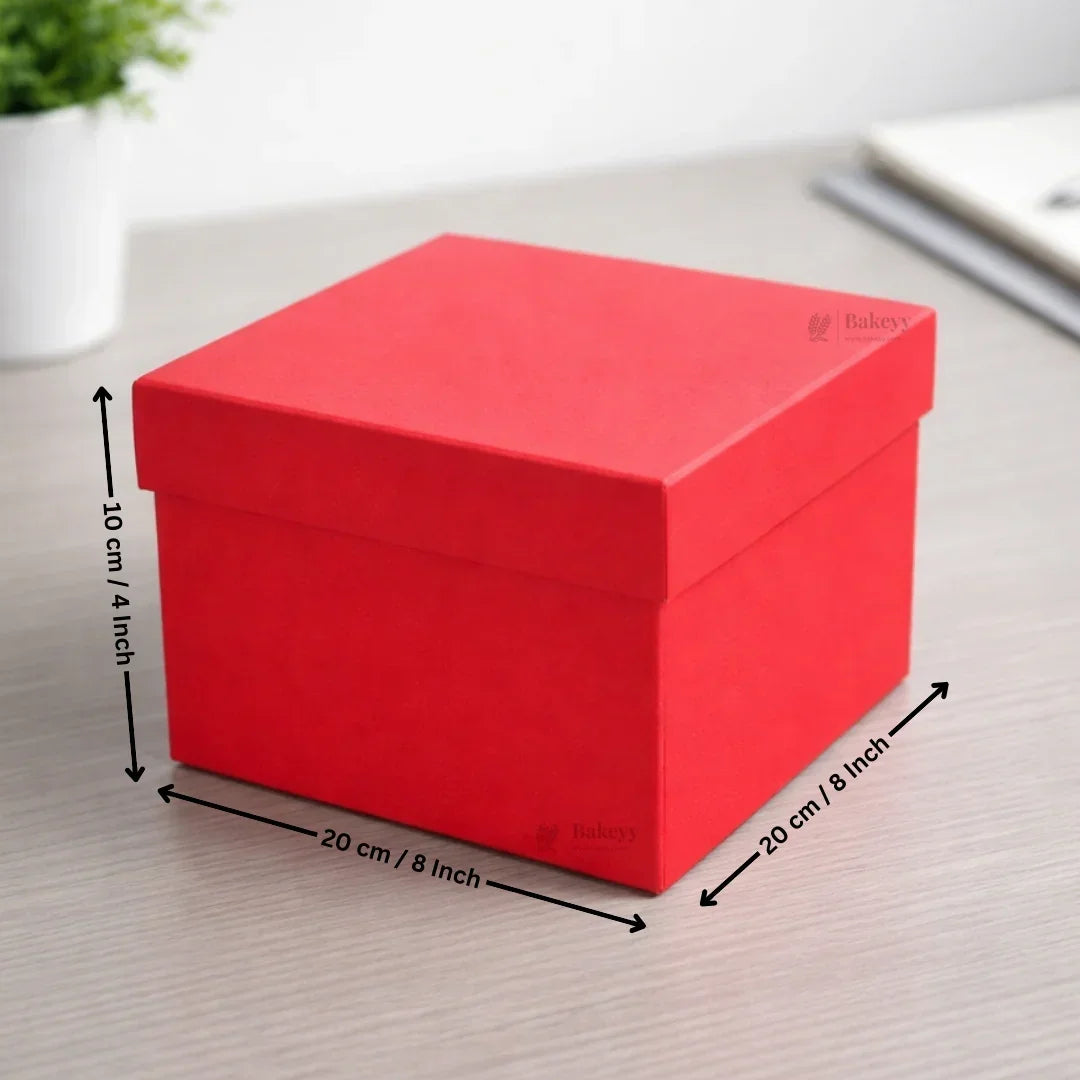 Premium Rigid Square Red Gift Box with Lid | Luxury Packaging Box for Hampers, Cakes & Gifting | Available in 3 Sizes | Pack of 1 - Bakeyy.com - India - Premium Rigid Square Red Gift Box with Lid | Luxury Packaging Box for Hampers, Cakes & Gifting | Available in 3 Sizes | Pack of 1 - Medium 170.00