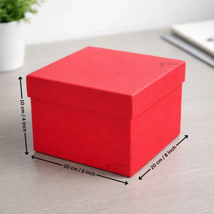 Premium Rigid Square Red Gift Box with Lid | Luxury Packaging Box for Hampers, Cakes & Gifting | Available in 3 Sizes | Pack of 1 - Bakeyy.com - India - Premium Rigid Square Red Gift Box with Lid | Luxury Packaging Box for Hampers, Cakes & Gifting | Available in 3 Sizes | Pack of 1 - Medium 170.00
