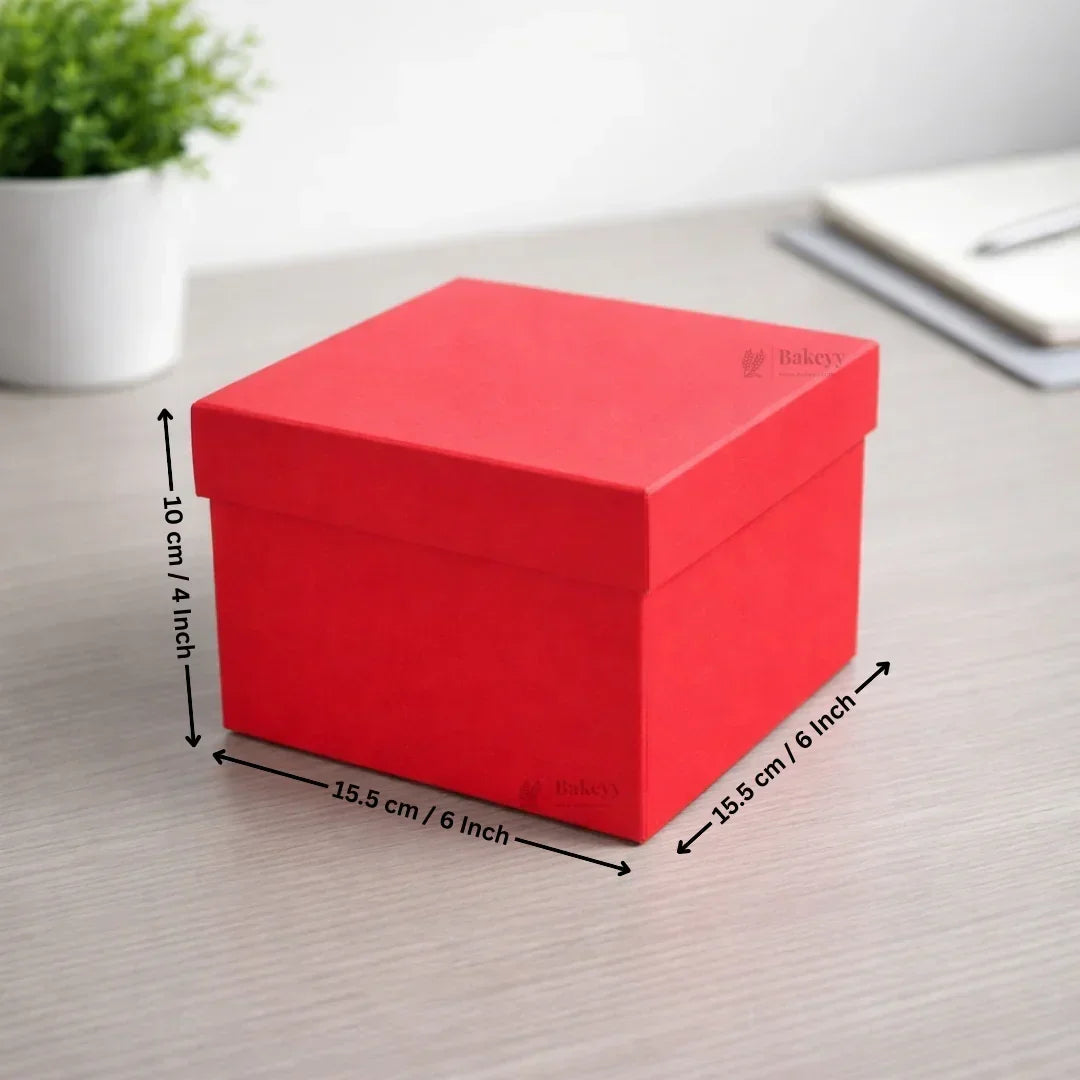 Premium Rigid Square Red Gift Box with Lid | Luxury Packaging Box for Hampers, Cakes & Gifting | Available in 3 Sizes | Pack of 1 - Bakeyy.com - India - Premium Rigid Square Red Gift Box with Lid | Luxury Packaging Box for Hampers, Cakes & Gifting | Available in 3 Sizes | Pack of 1 - Small 130.00