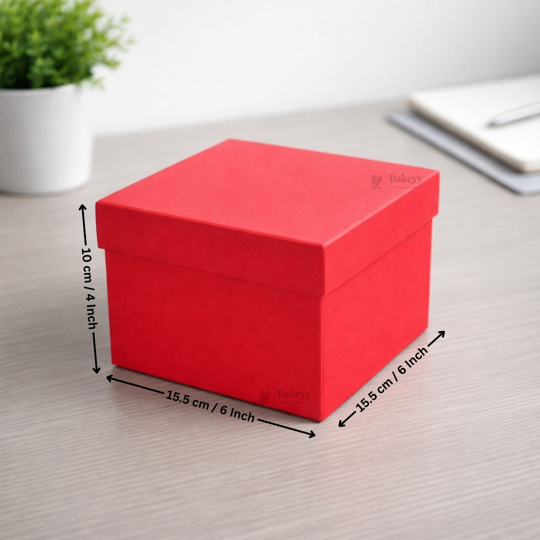 Premium Rigid Square Red Gift Box with Lid | Luxury Packaging Box for Hampers, Cakes & Gifting | Available in 3 Sizes | Pack of 1