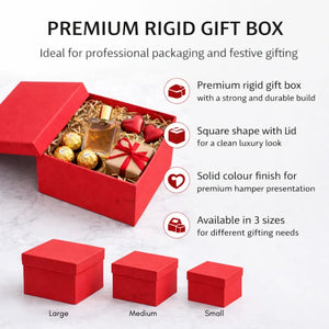 Premium Rigid Square Red Gift Box with Lid | Luxury Packaging Box for Hampers, Cakes & Gifting | Available in 3 Sizes | Pack of 1 - Bakeyy.com - India - Premium Rigid Square Red Gift Box with Lid | Luxury Packaging Box for Hampers, Cakes & Gifting | Available in 3 Sizes | Pack of 1 - Small 130.00