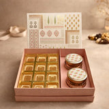 Premium Rigid Sweet | Chocolate Hamper Gift Box | 12 Cavity Gold Tray + 2 Glass Jar Slot | Pack of 1