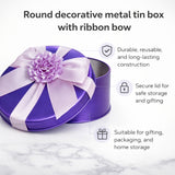 Premium Round Tin Box with Ribbon | Color Options Available | Matte Finish | Multiple Color Options | Pack of 1
