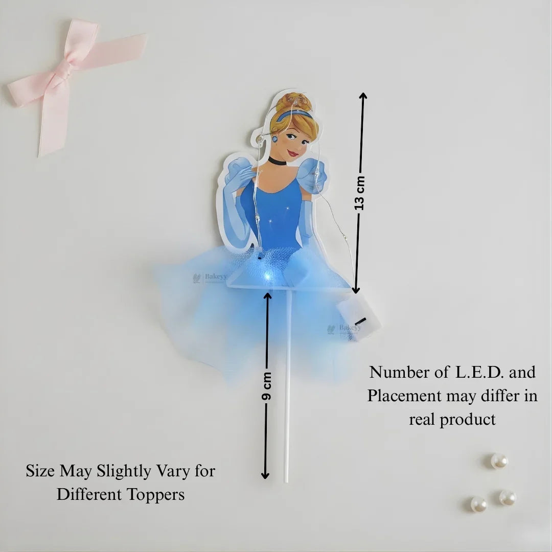 Princess LED Cake Topper with Net Fabric Skirt | Multiple Designs | Pack of 1