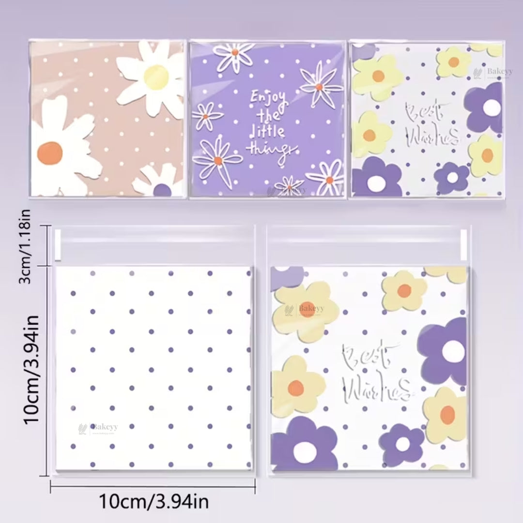Printed Cellophane Pouch | Floral & Polka Print | Pack of 100