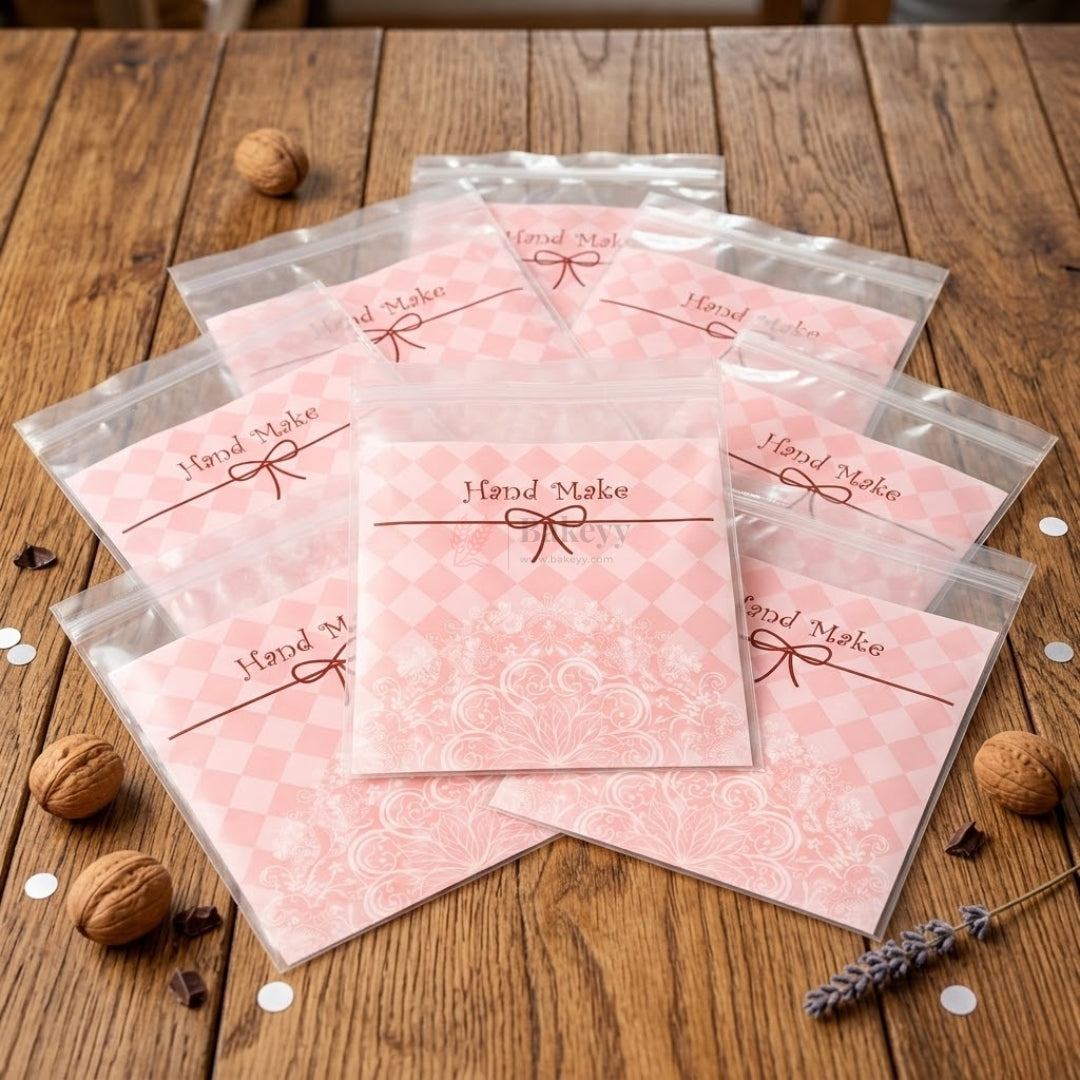 Printed Cellophane Pouch Orange Checkered Hand Made Floral Design | Pack of 100