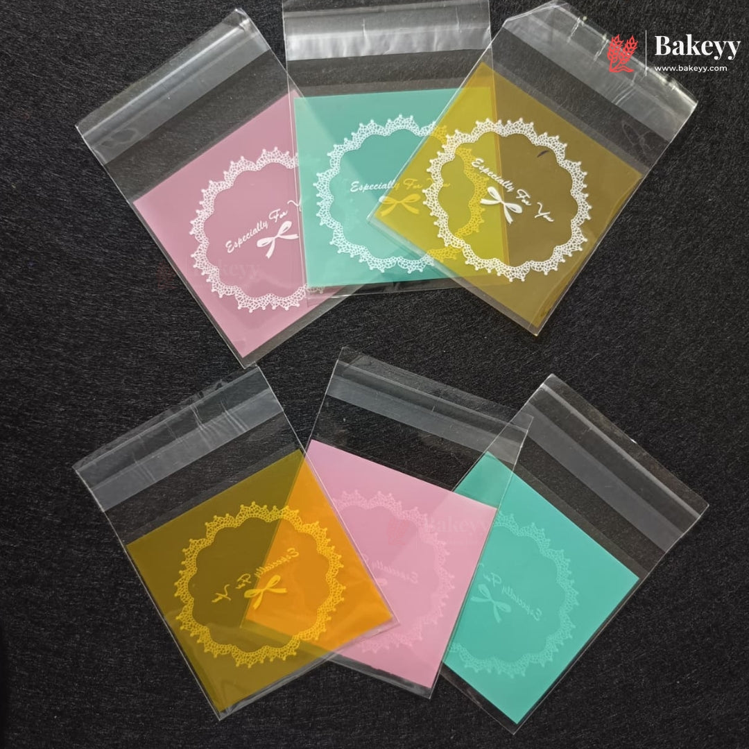 Printed Cookie Pouch with Self-Seal Flap | 3 Designs | Multiple Colours | Pack of 100
