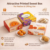 Printed Sweet Box | Decorative Mithai Packaging Box | 3 Designs Available | Pack of