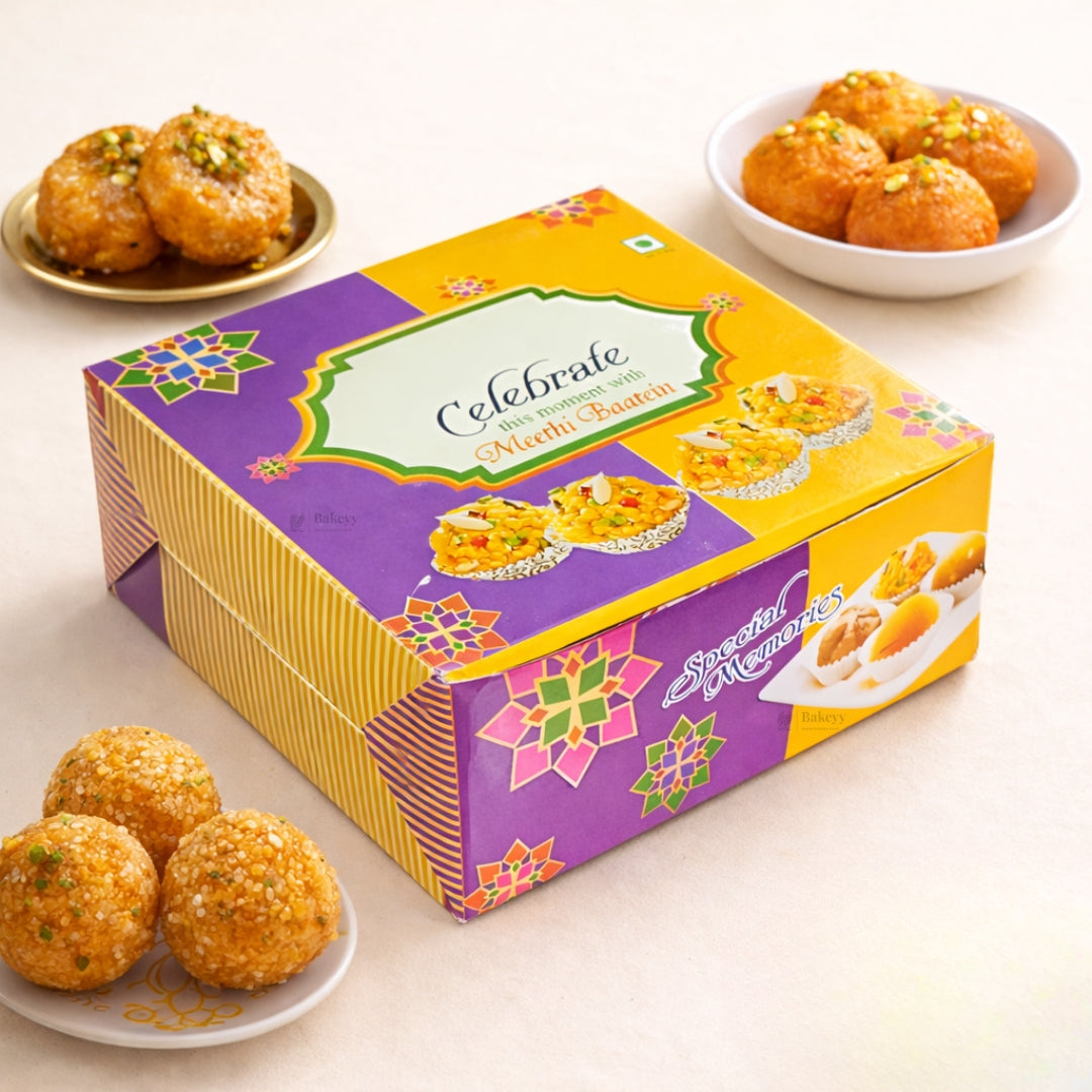 Printed Sweet Box | Decorative Mithai Packaging Box | 3 Designs Available | Pack of
