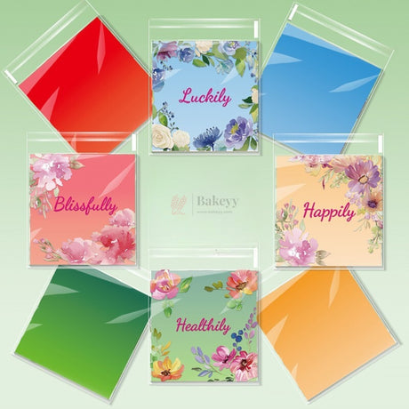Printed Cellophane Pouch | Floral Quote Design | Pack of 100