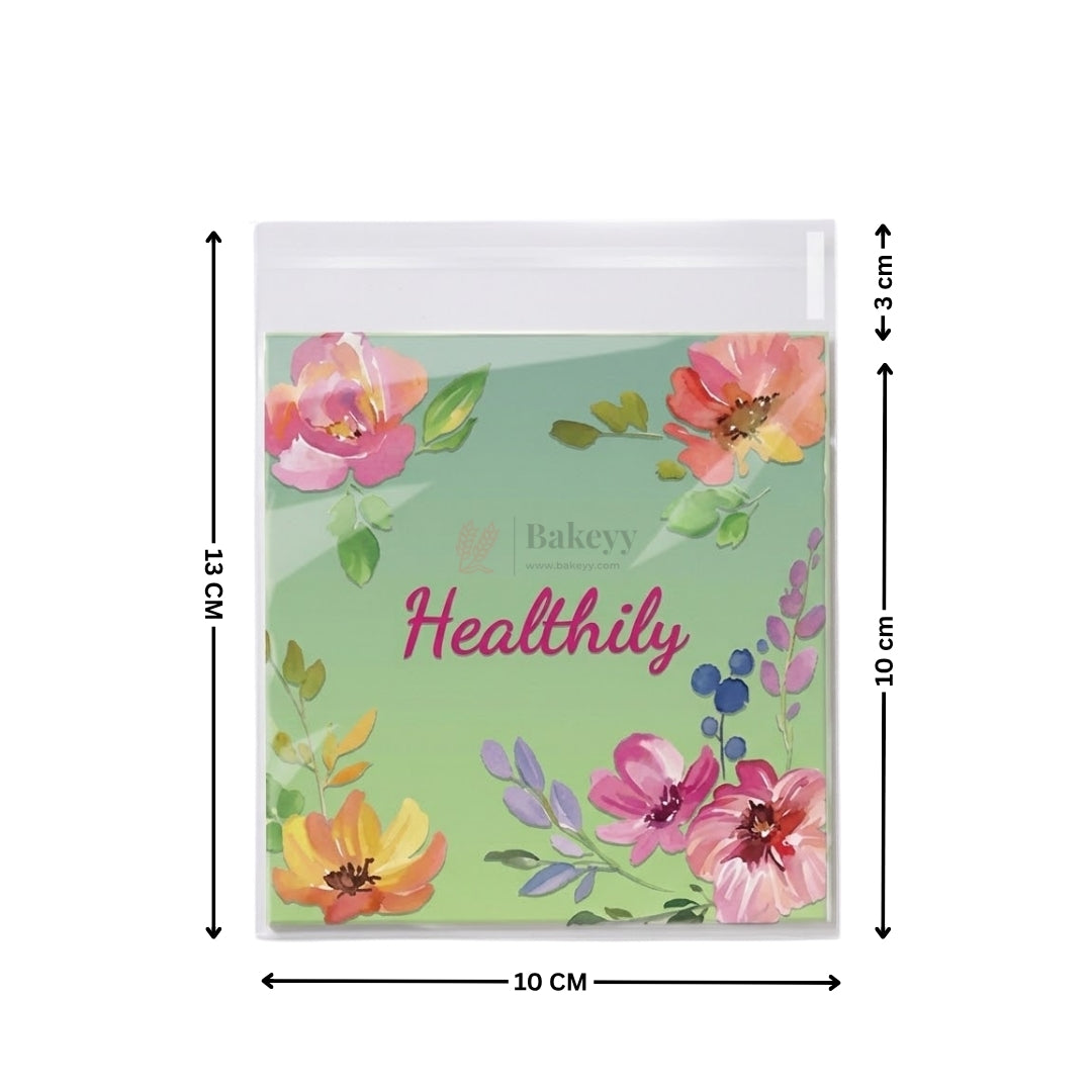 Printed Cellophane Pouch | Floral Quote Design | Pack of 100