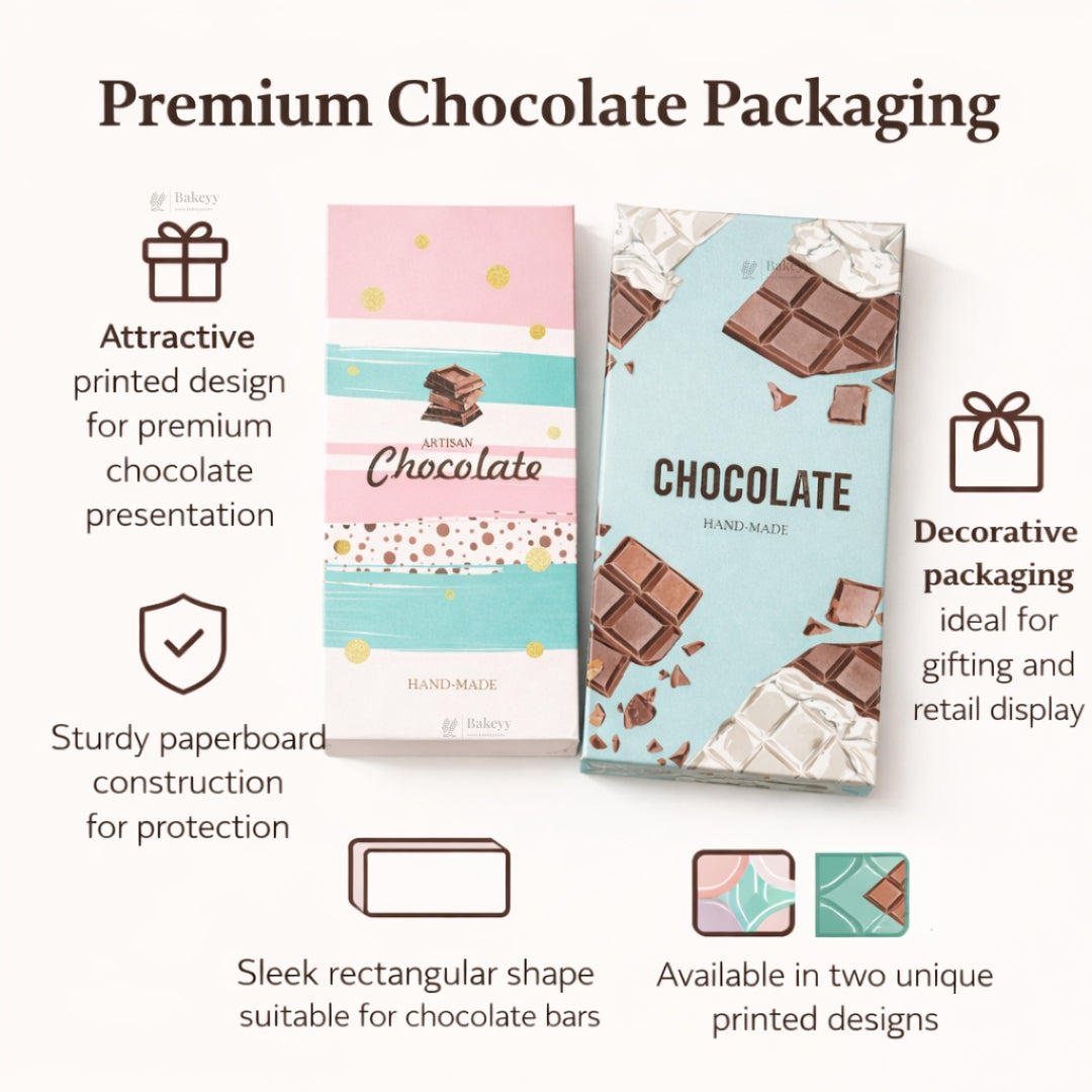 Printed Chocolate Bar Packaging Box | Decorative Chocolate Gift Box | 2 Designs Available | Pack of 50
