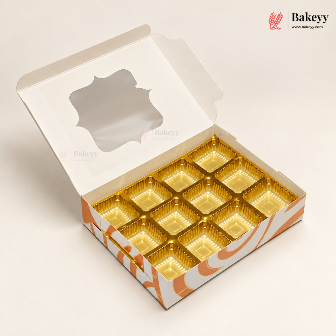 Printed Chocolate Cavity Box with Transparent Window | Pack of 25
