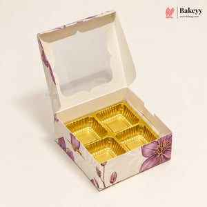 Printed Chocolate Cavity Box with Transparent Window | Pack of 25
