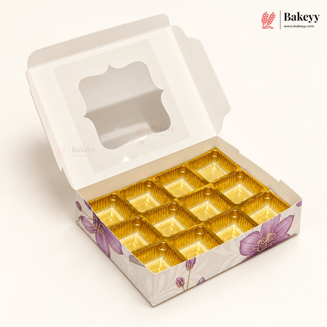 Printed Chocolate Cavity Box with Transparent Window | Pack of 25