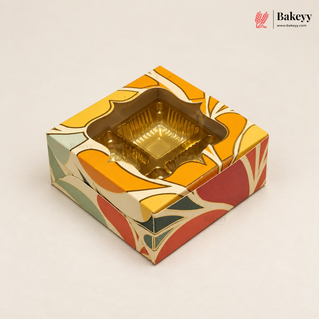 Printed Chocolate Cavity Box with Transparent Window | Pack of 25