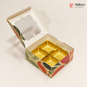 Printed Chocolate Cavity Box with Transparent Window | Pack of 25