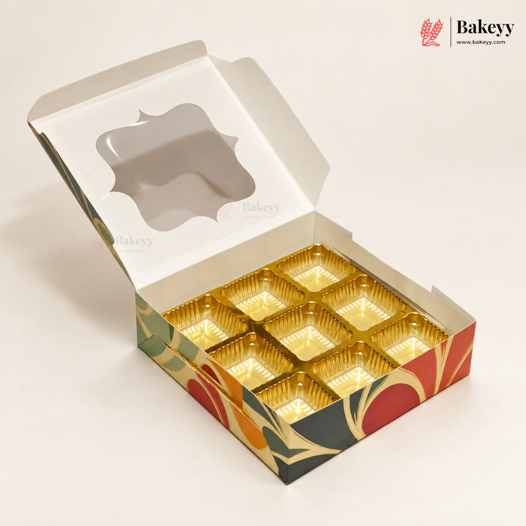 Printed Chocolate Cavity Box with Transparent Window | Pack of 25