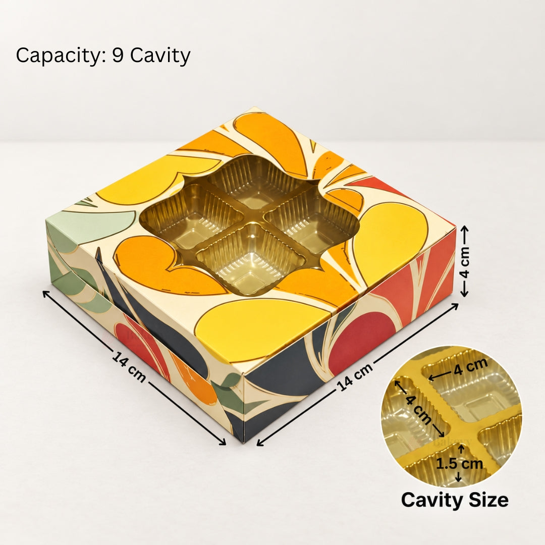 Printed Chocolate Cavity Box with Transparent Window | Pack of 25
