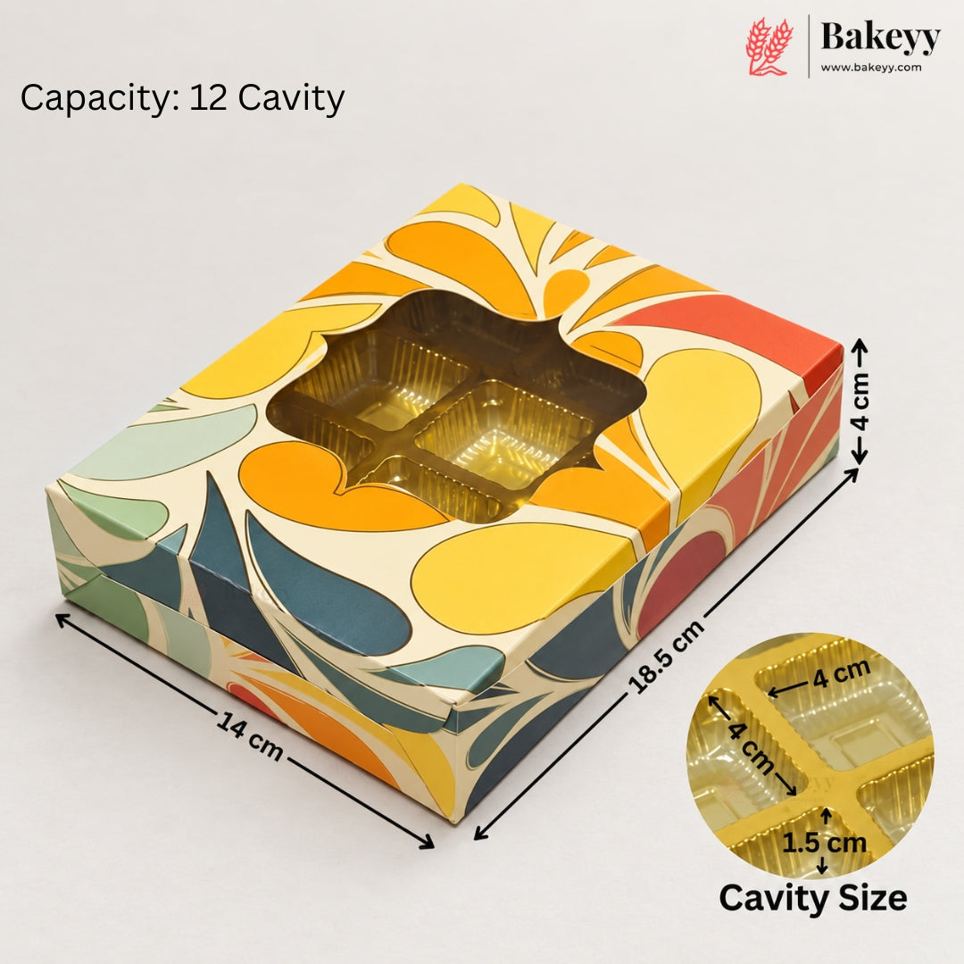 Printed Chocolate Cavity Box with Transparent Window | Pack of 25