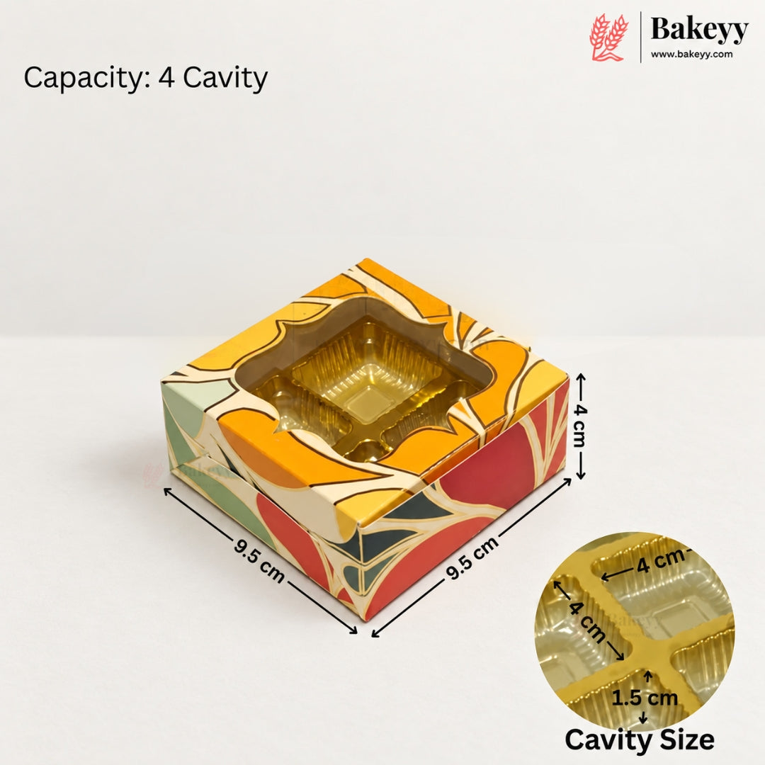 Printed Chocolate Cavity Box with Transparent Window | Pack of 25