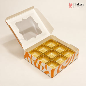Printed Chocolate Cavity Box with Transparent Window | Pack of 25