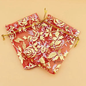 Printed Organza Potli Bags | Red Color