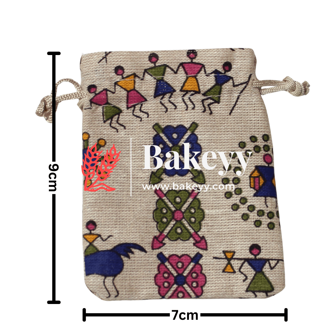 7X9 CM | Original Printed | Printed Potli Jute Bag (Mixed Designs) | Gift Return Gifts Bags | Drawstring Bags | Pack Of 10 - Bakeyy.com - India - 7X9 CM | Original Printed | Printed Potli Jute Bag (Mixed Designs) | Gift Return Gifts Bags | Drawstring Bags | Pack Of 10 - Default Title