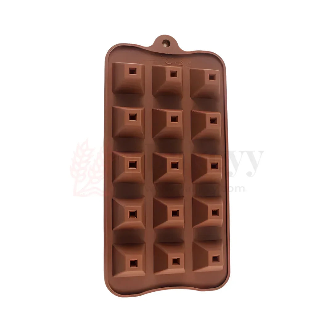 15-Cavity | Pyramid Shape Silicone Chocolate Mould | Non-Stick Baking & Candy Making Tray | 1 Piece