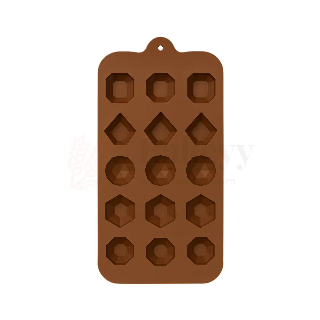 15-Cavity | Geometric Mixed Shapes Silicone Chocolate Mould | Non-Stick Baking & Candy Making Tray | 1 Piece