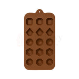 15-Cavity | Geometric Mixed Shapes Silicone Chocolate Mould | Non-Stick Baking & Candy Making Tray | 1 Piece