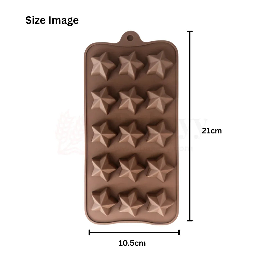 15-Cavity | Star Shaped Silicone Chocolate Mould | Non-Stick Baking & Candy Making Tray | 1 Piece
