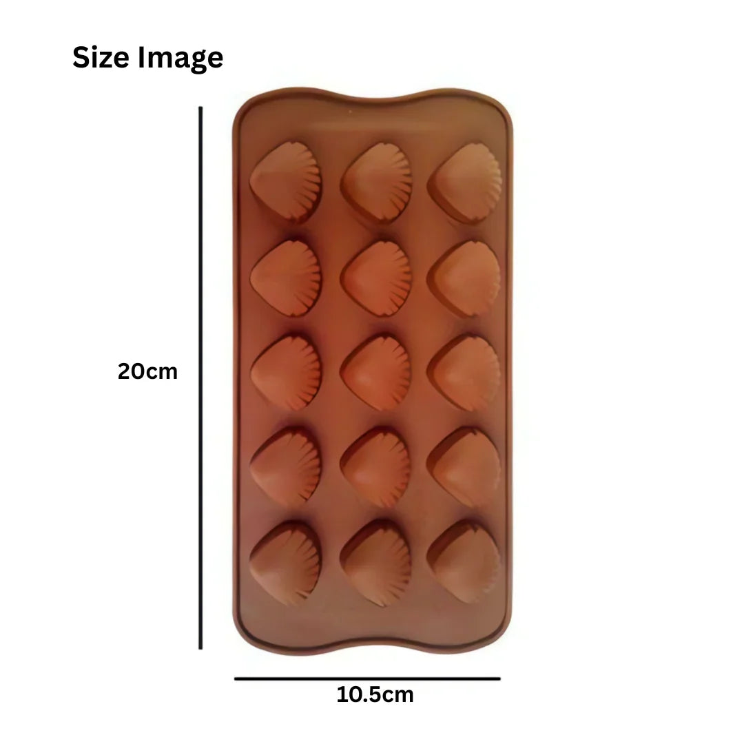 15-Cavity | Sea Shell Shaped Silicone Chocolate Mould | Non-Stick Baking & Candy Making Tray | 1 Piece