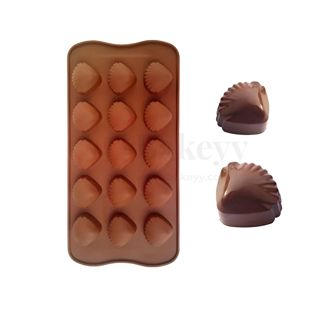 15-Cavity | Sea Shell Shaped Silicone Chocolate Mould | Non-Stick Baking & Candy Making Tray | 1 Piece