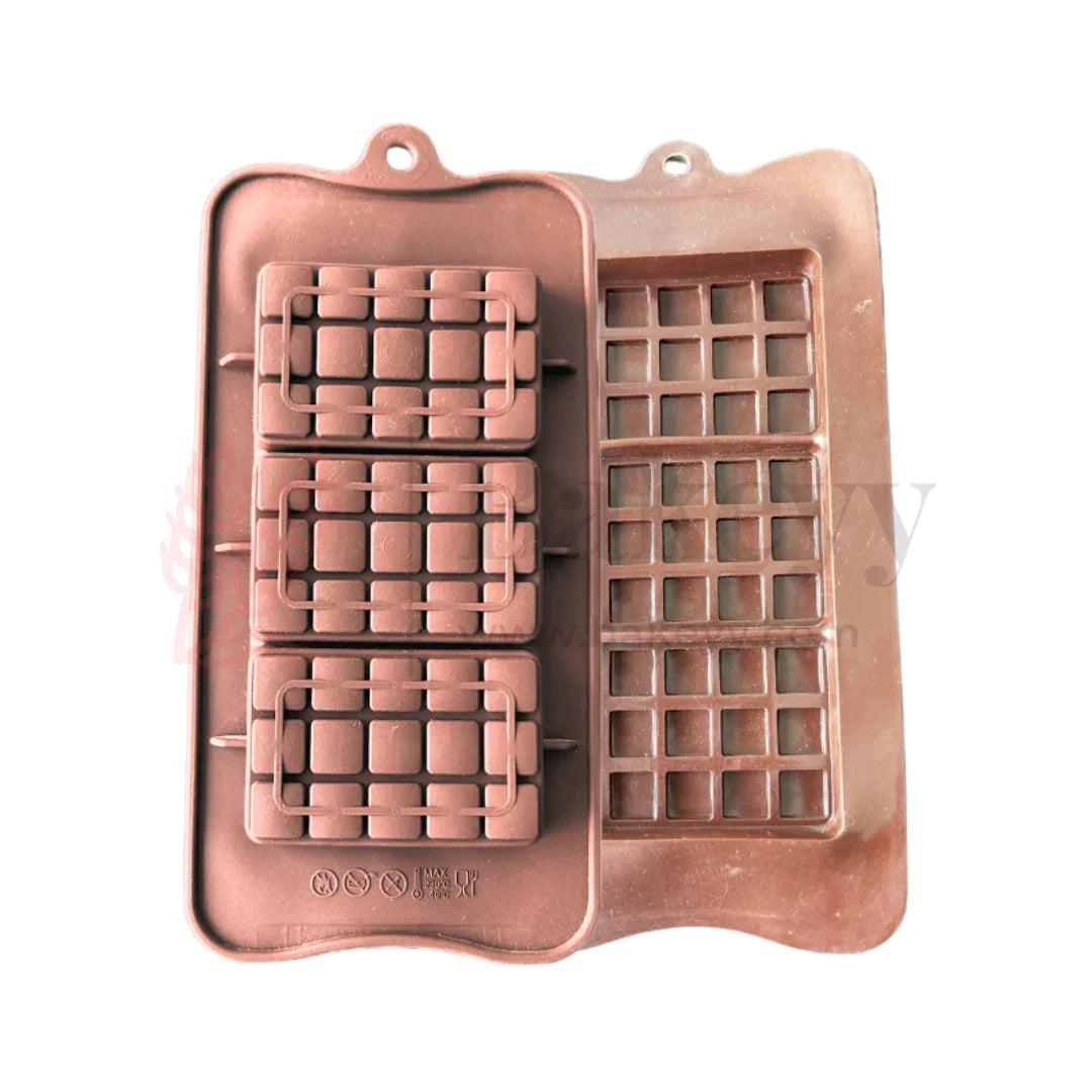 3-Cavity | Choco Chunky Bar Shaped Silicone Chocolate Mould | Non-Stick Baking & Candy Making Tray | 1 Pie