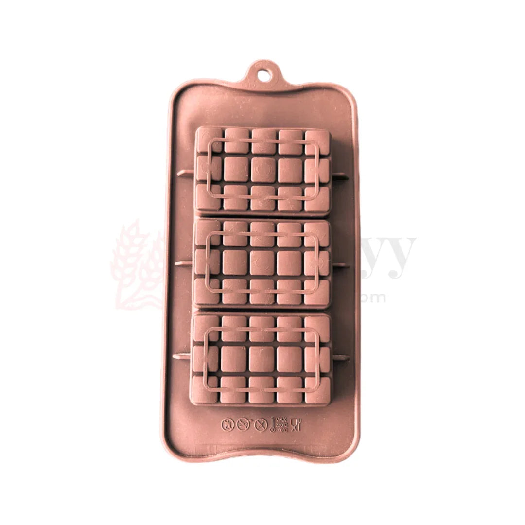3-Cavity | Choco Chunky Bar Shaped Silicone Chocolate Mould | Non-Stick Baking & Candy Making Tray | 1 Pie