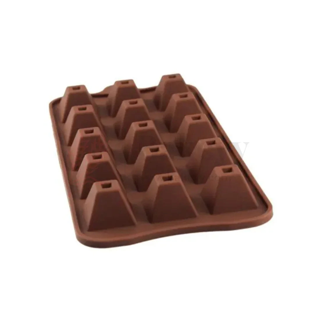 15-Cavity | Pyramid Shape Silicone Chocolate Mould | Non-Stick Baking & Candy Making Tray | 1 Piece