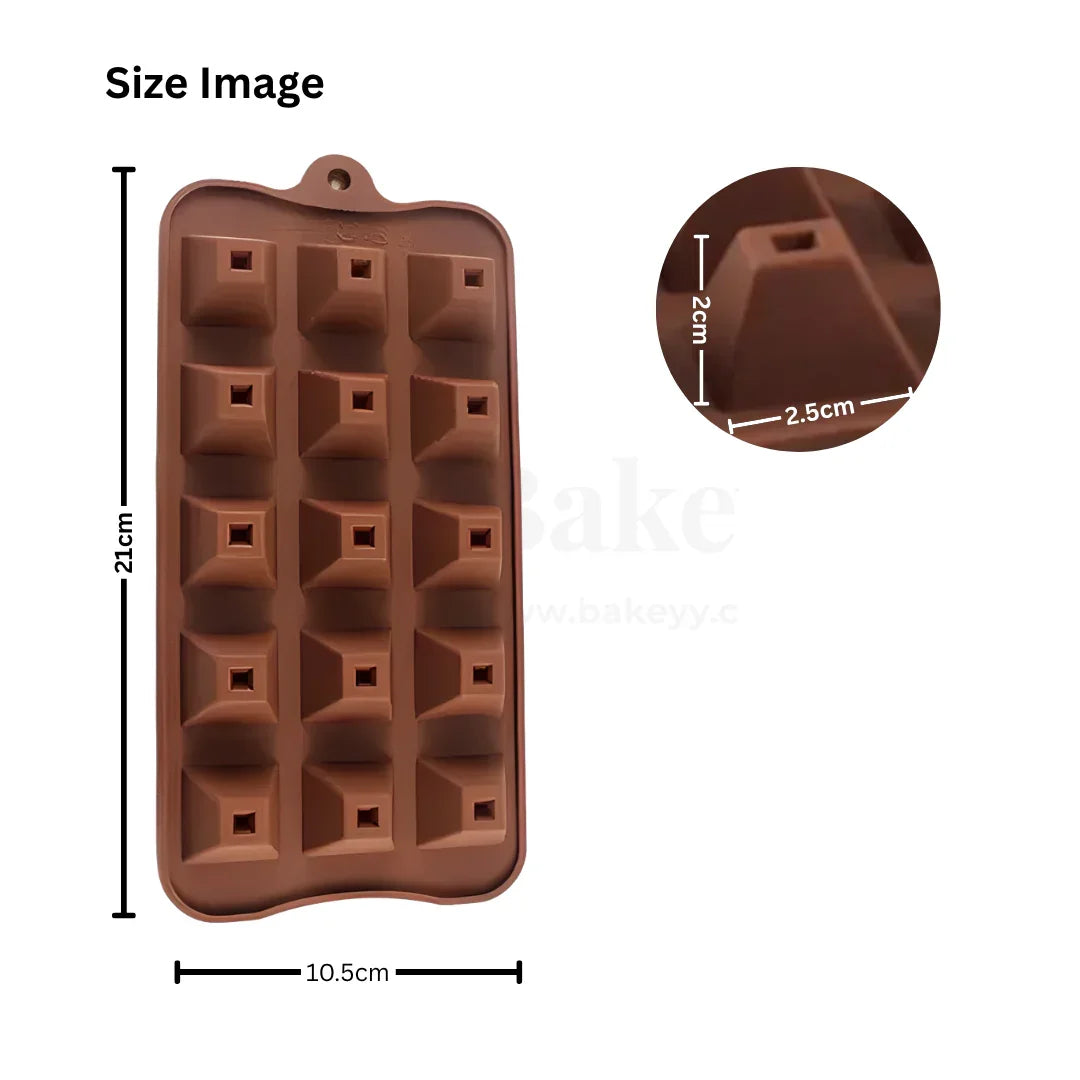 15-Cavity | Pyramid Shape Silicone Chocolate Mould | Non-Stick Baking & Candy Making Tray | 1 Piece